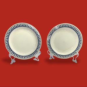 ADAMS Brentwood Real English Ironstone Bread & Butter Plates 2 Blue Shamrock VTG